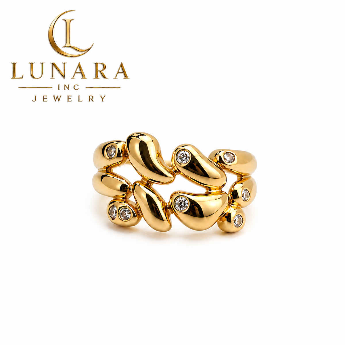 Lunara Sculpted Pebble Crystal Ring