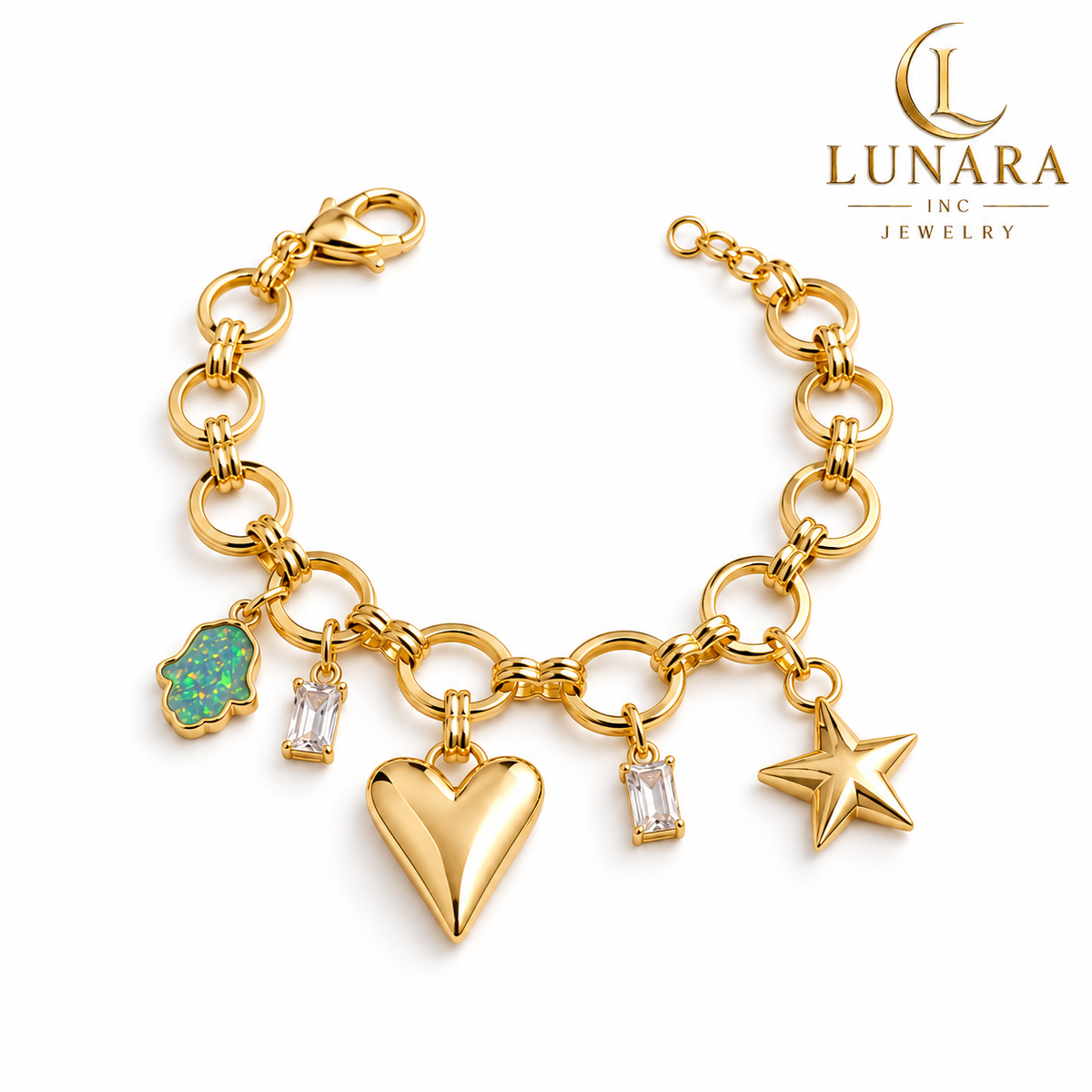 Golden Heart Charm Bracelet
