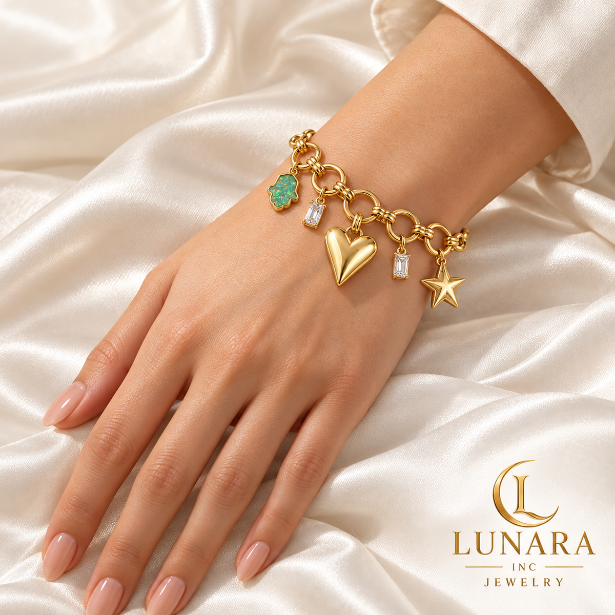 Golden Heart Charm Bracelet