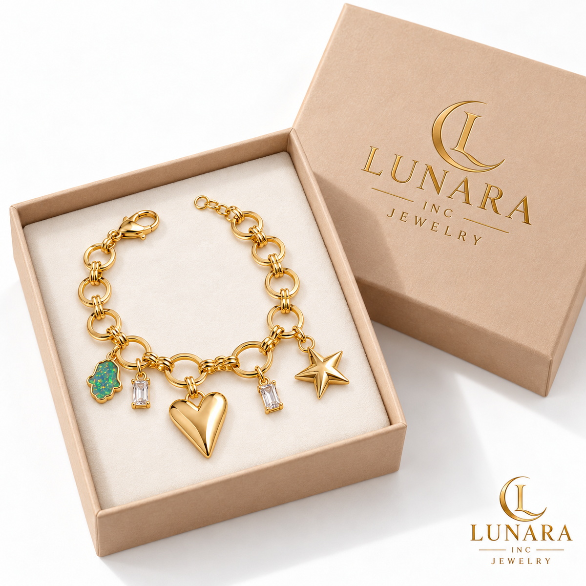 Golden Heart Charm Bracelet