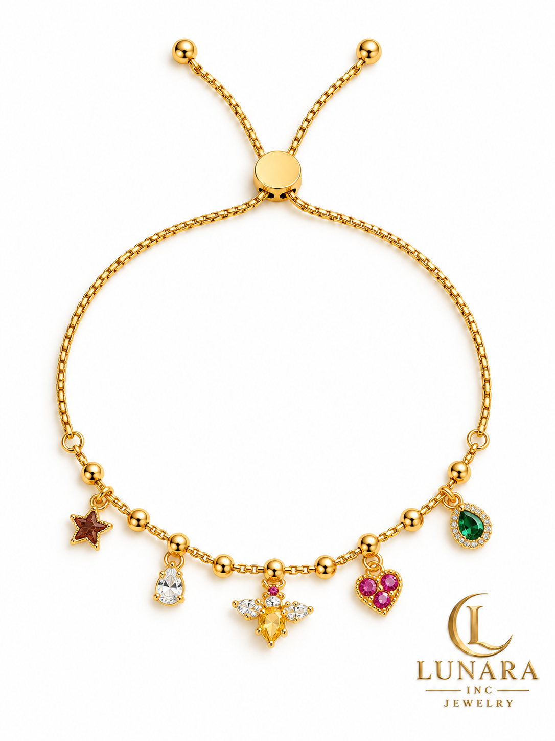 Enchanted Bee & Crystal Adjustable Charm Bracelet