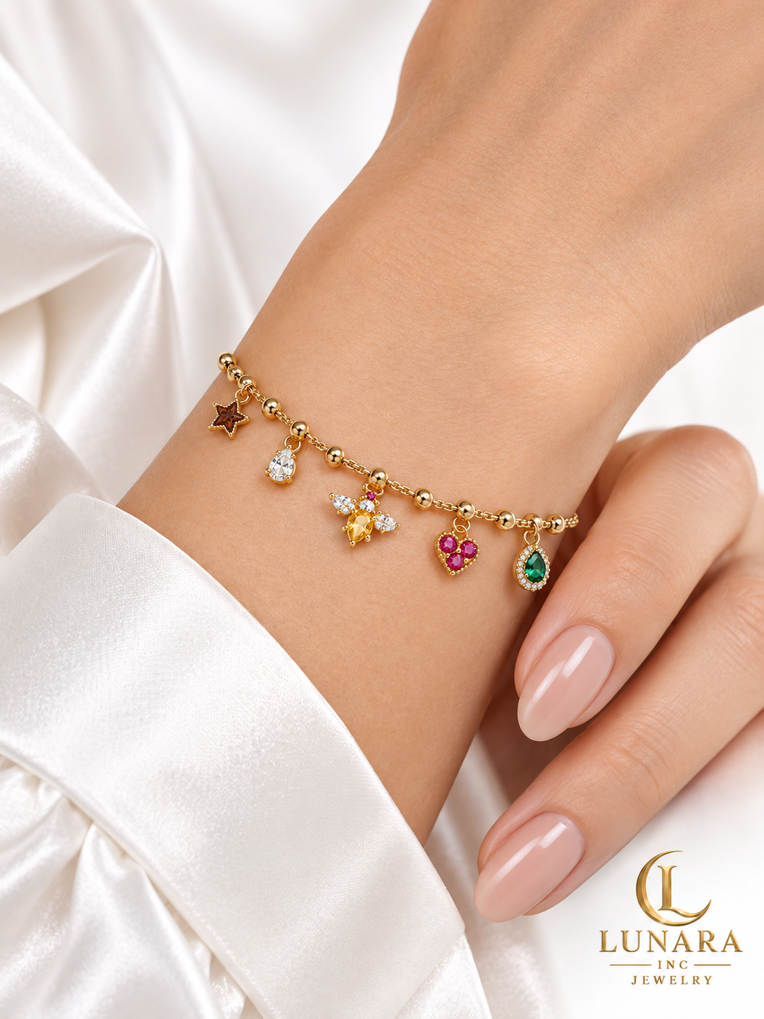 Enchanted Bee & Crystal Adjustable Charm Bracelet
