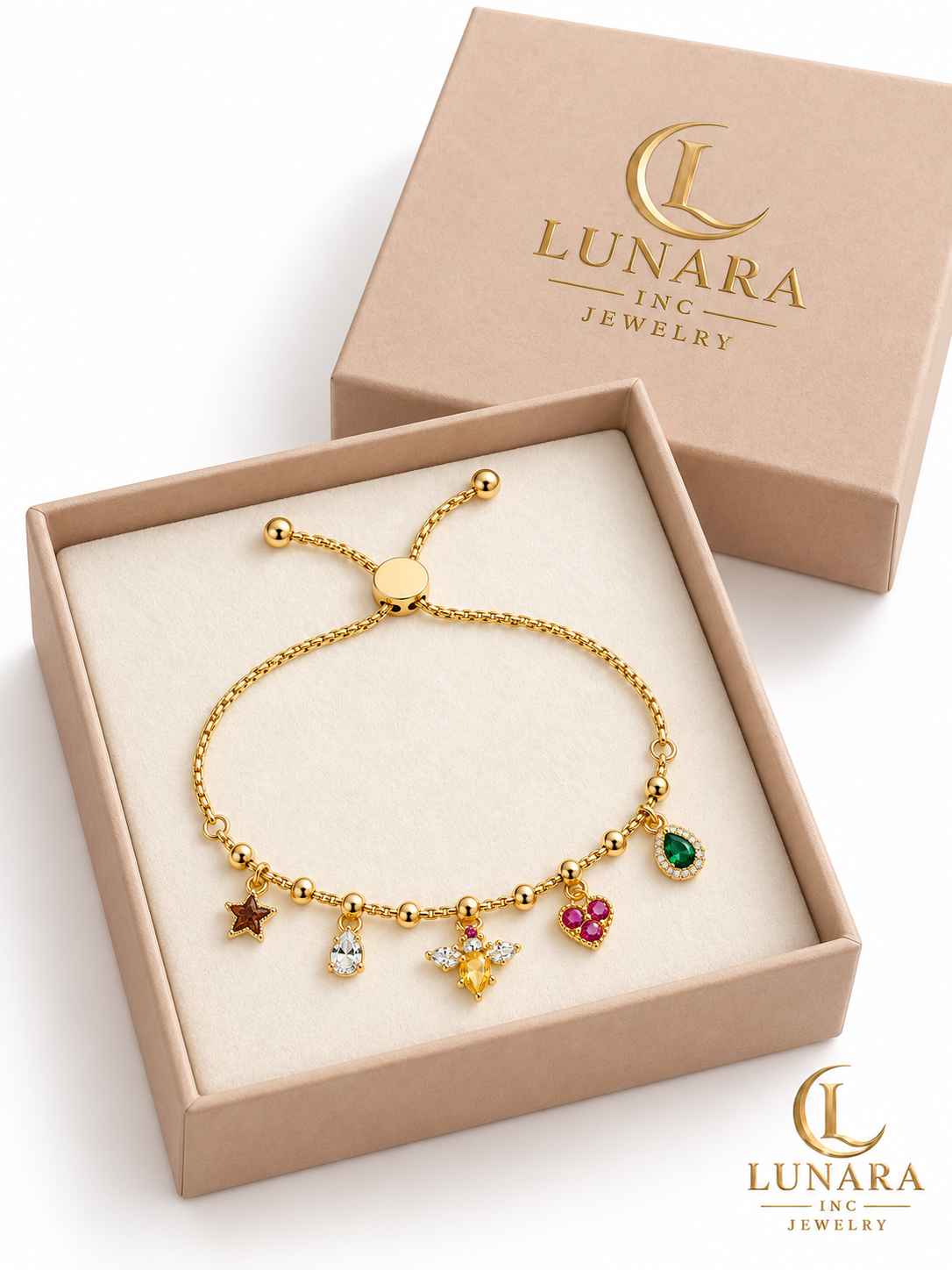 Enchanted Bee & Crystal Adjustable Charm Bracelet