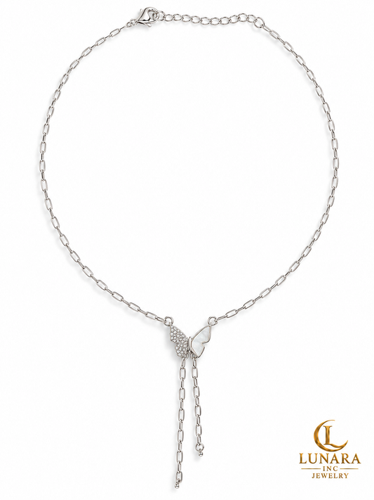 Silver-Tone Butterfly Lariat Chain