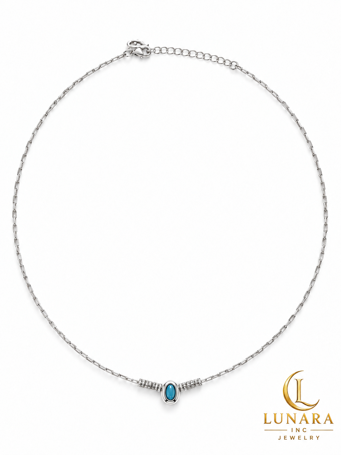 Aqua Glow Silver-Tone Chain