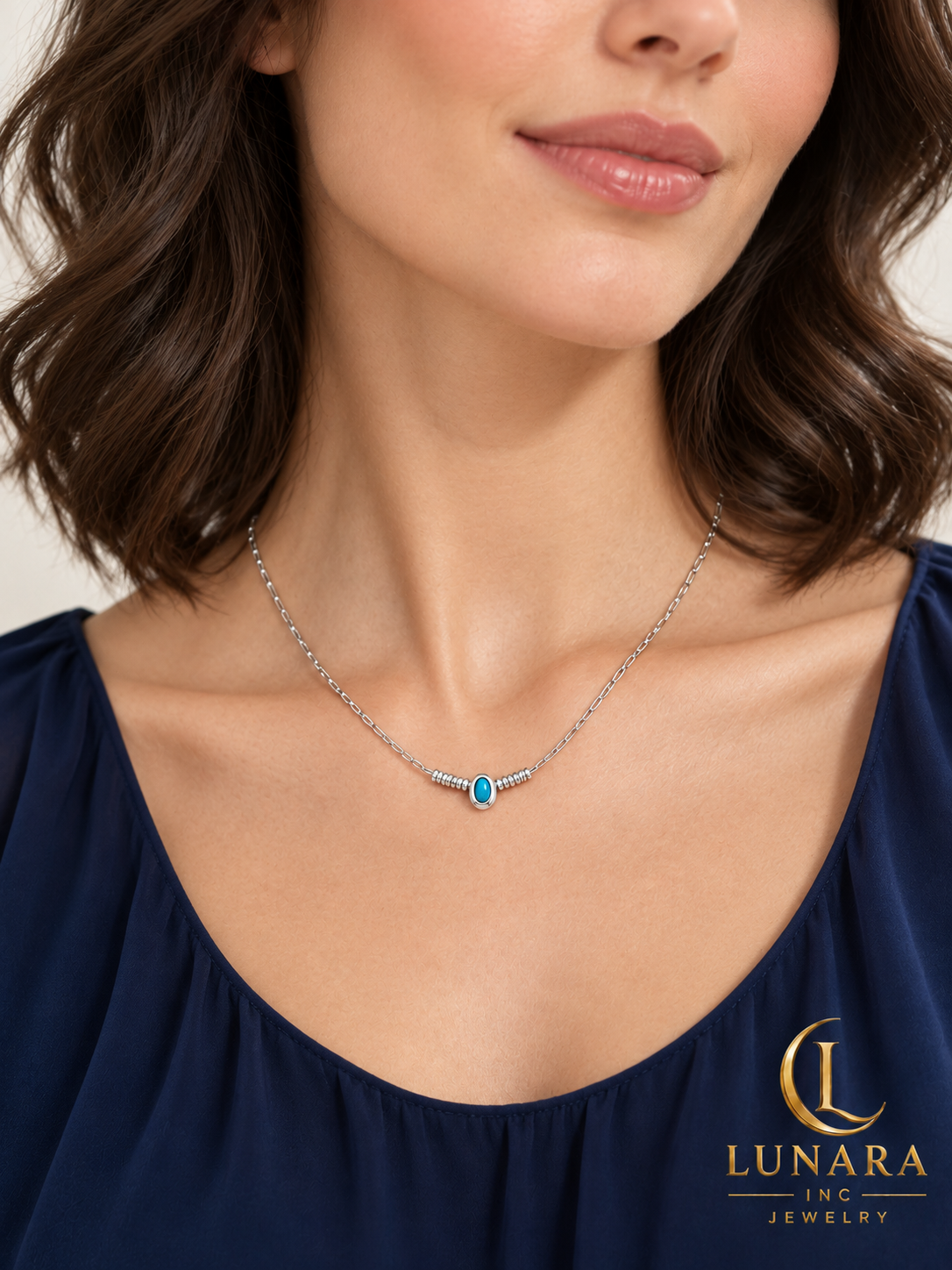 Aqua Glow Silver-Tone Chain