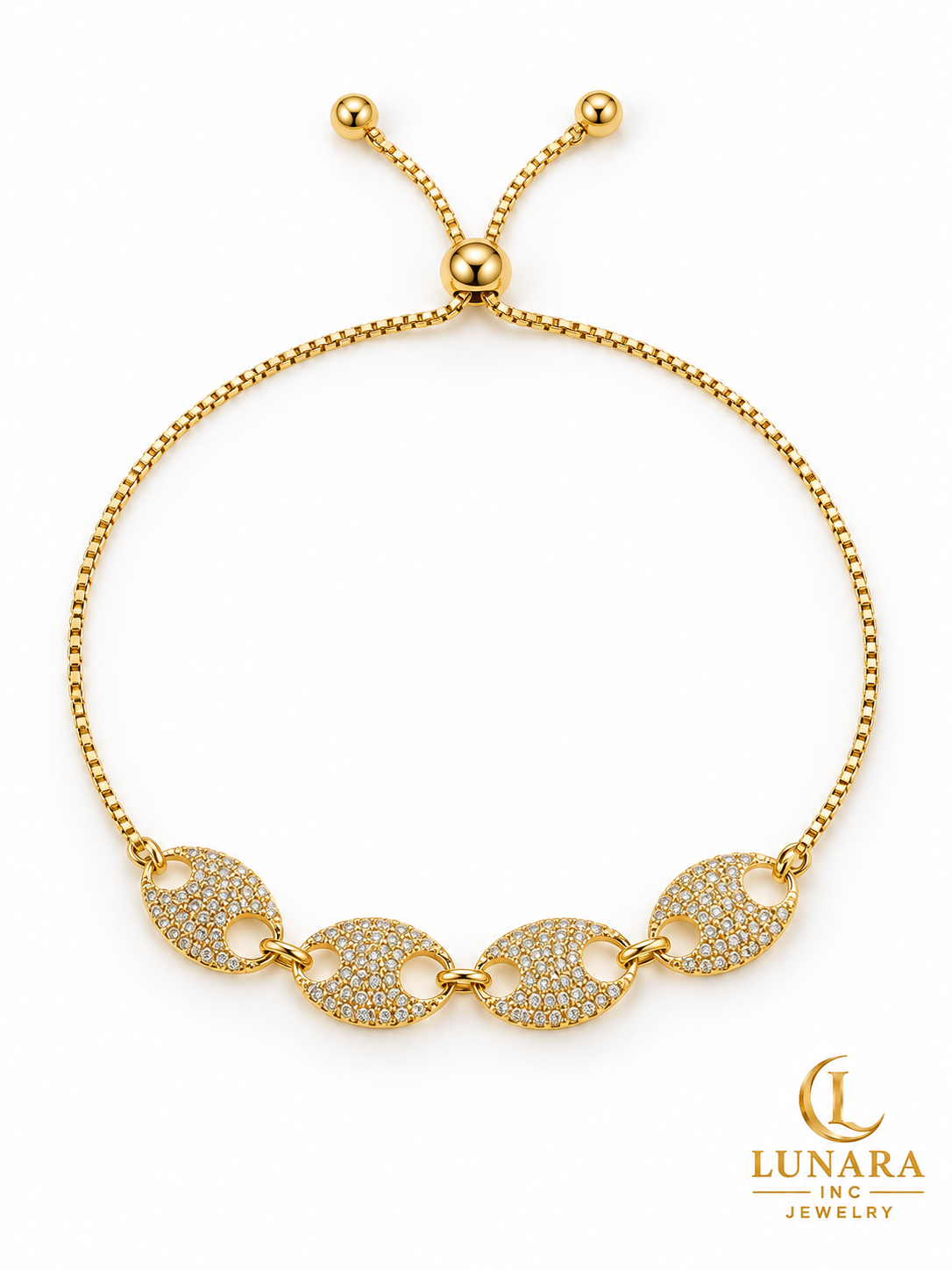 Golden Oval Sparkle Adjustable Bracelet