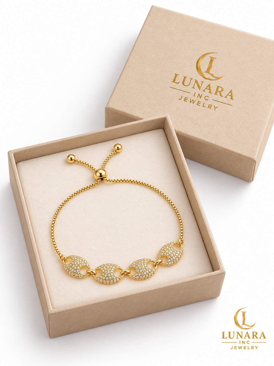 Golden Oval Sparkle Adjustable Bracelet