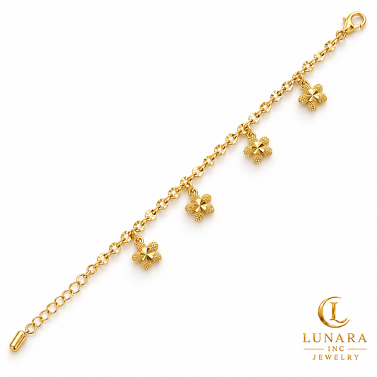 Petite Gold-Tone Four-Flower Charm Bracelet