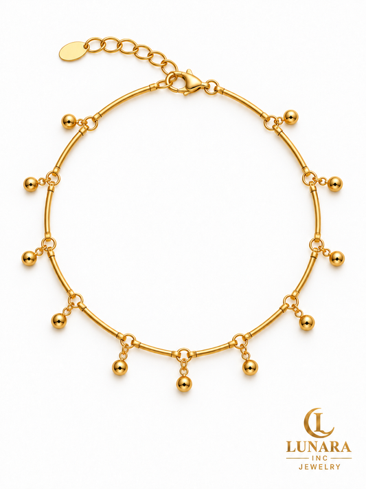 Golden Bead Drop Anklet