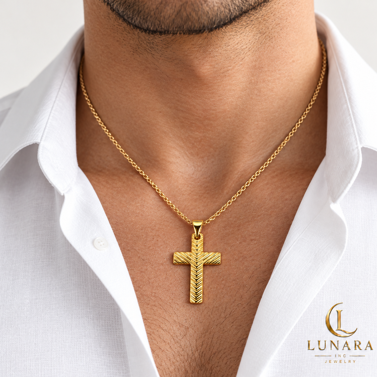Unisex Chevron Cross Pendant