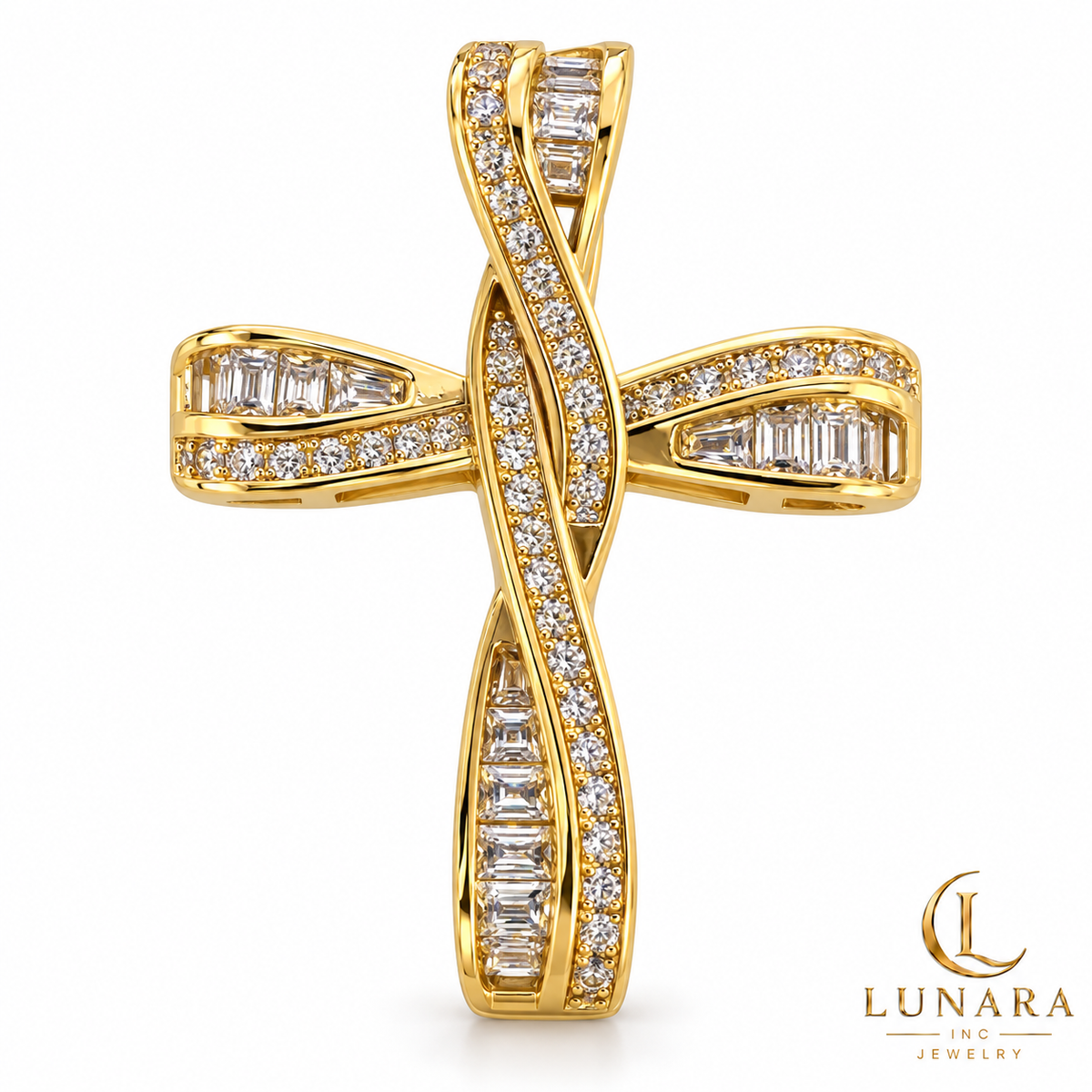 Twisted Radiance Cross Pendant
