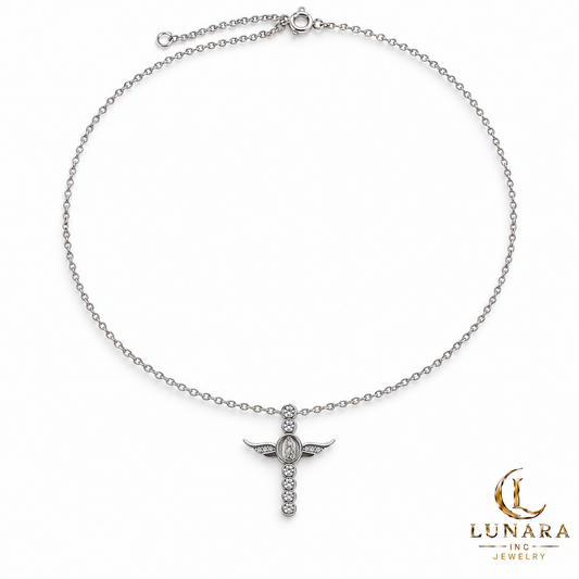 Our Lady of Guadalupe Winged Cross Necklace