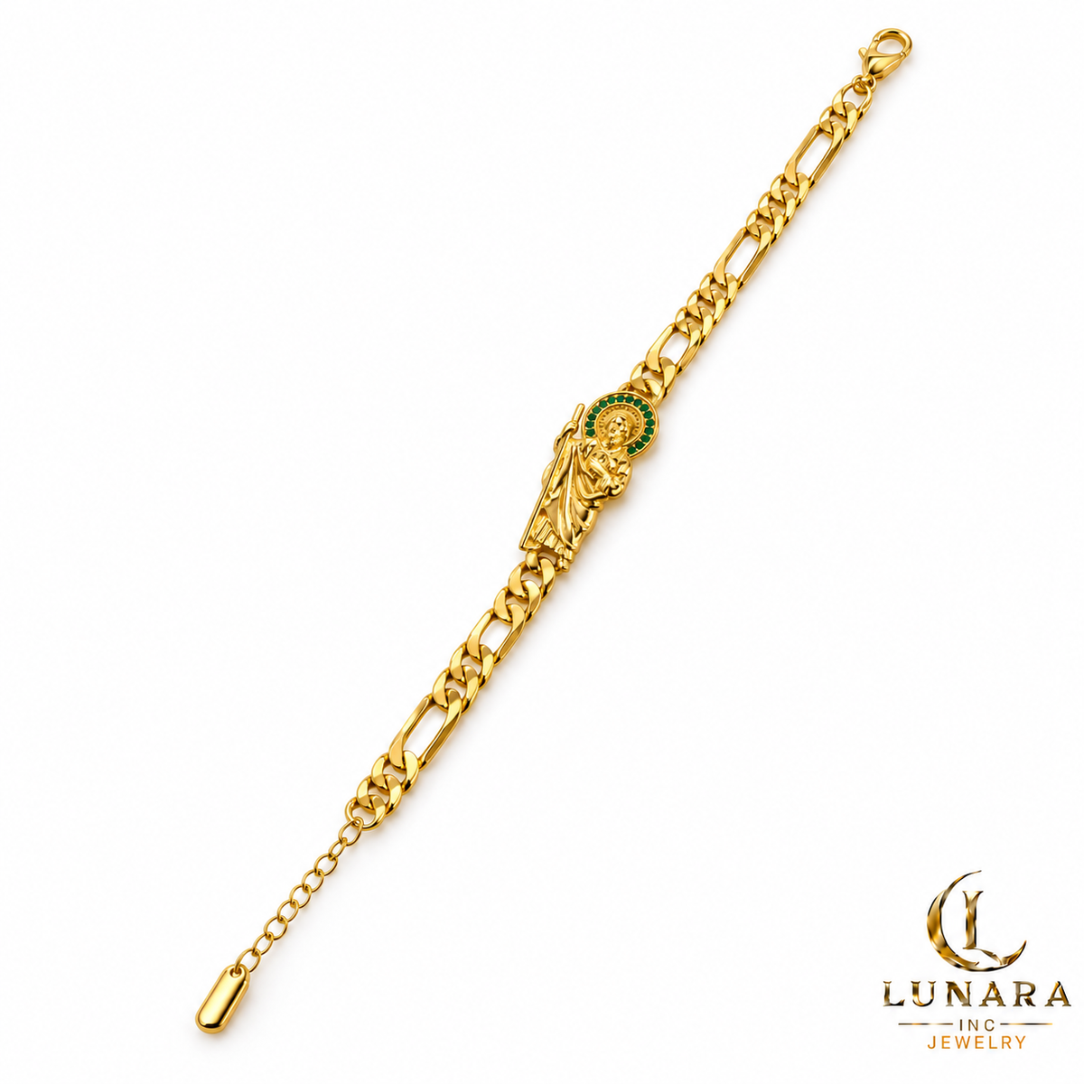 Saint Jude Figaro Bracelet with Green Halo