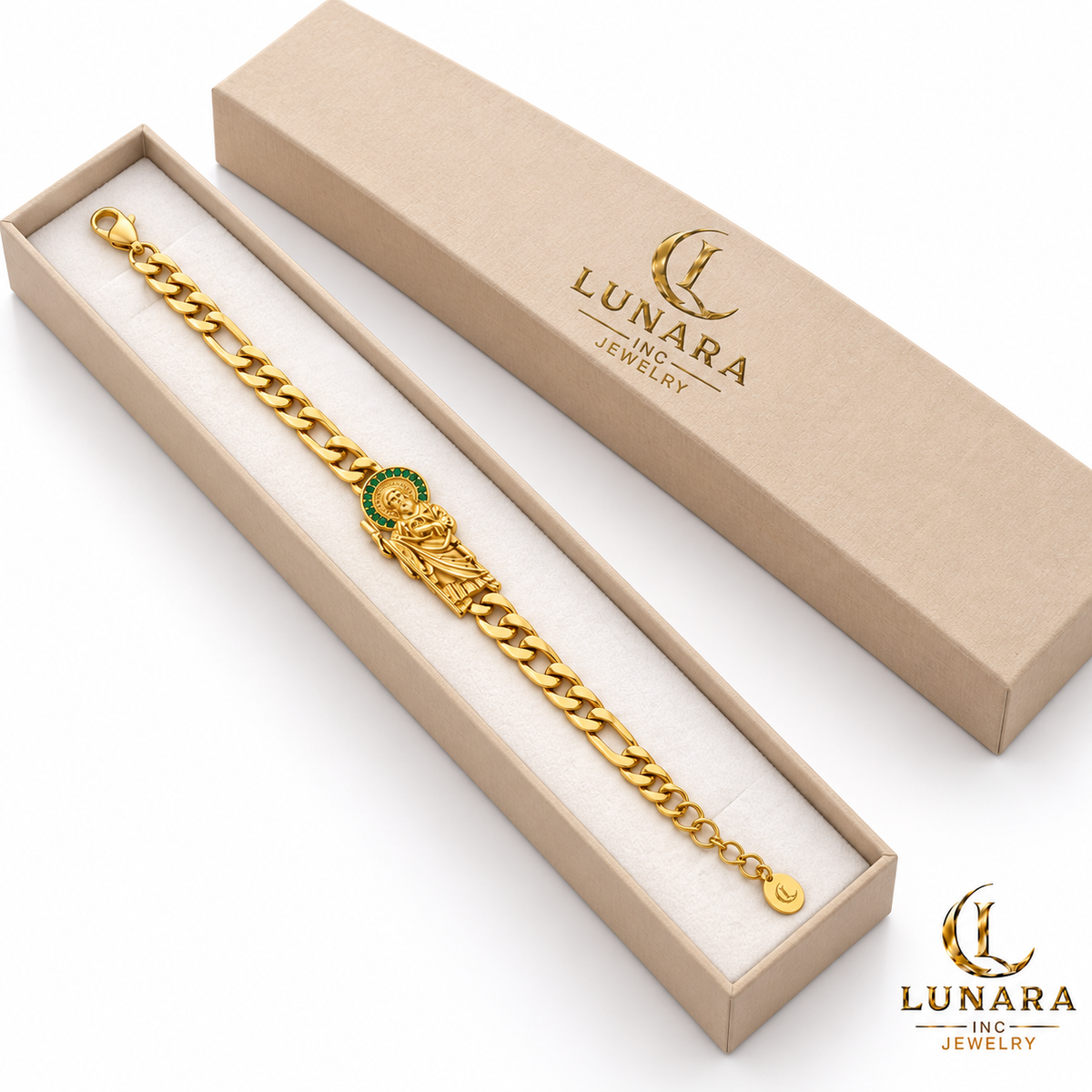 Saint Jude Figaro Bracelet with Green Halo