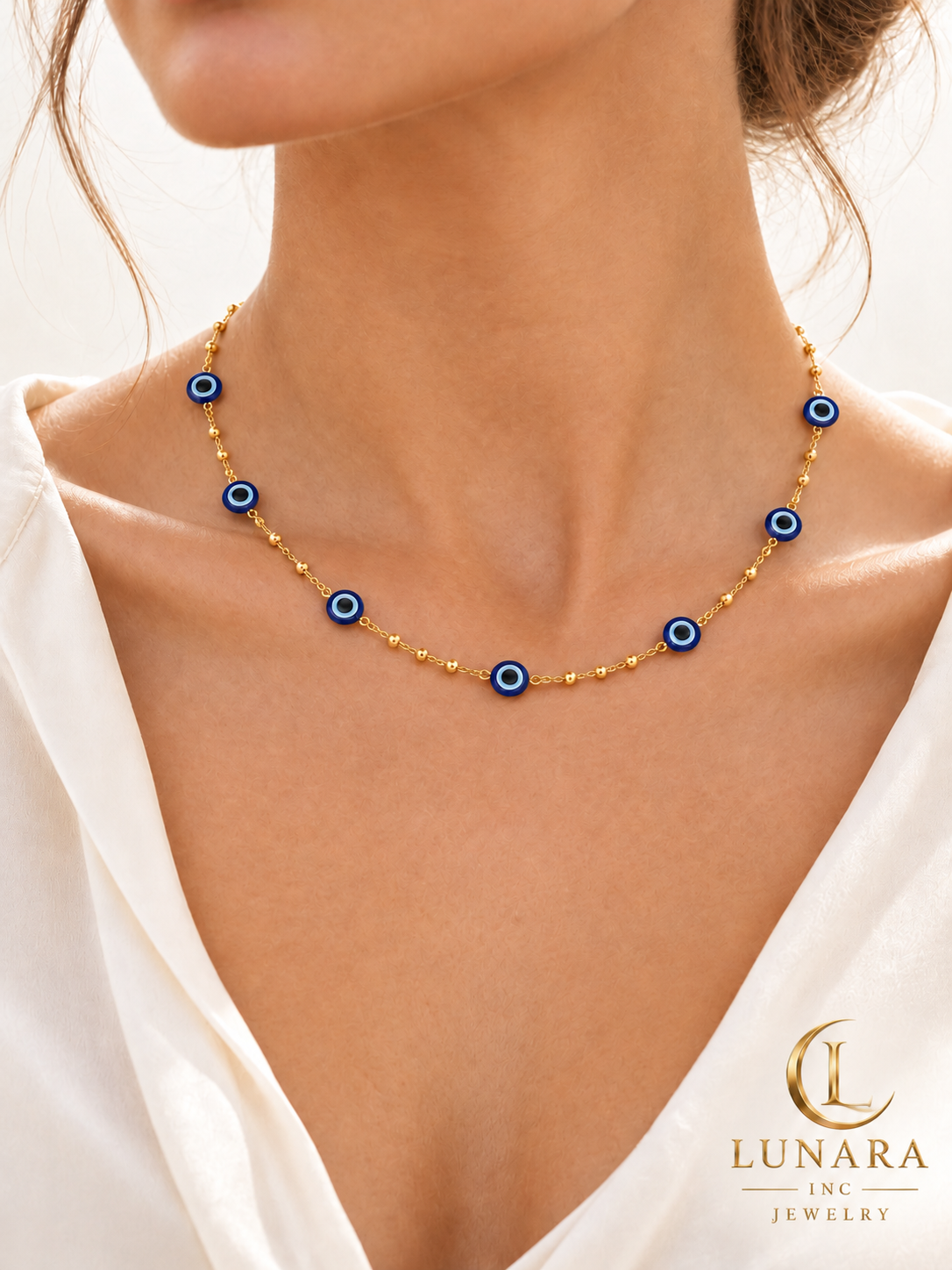 Blue Turkish Evil Eye Beaded Chain