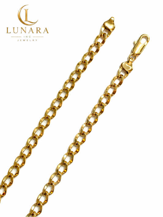 Golden Faceted Curb Link Chain – 20”