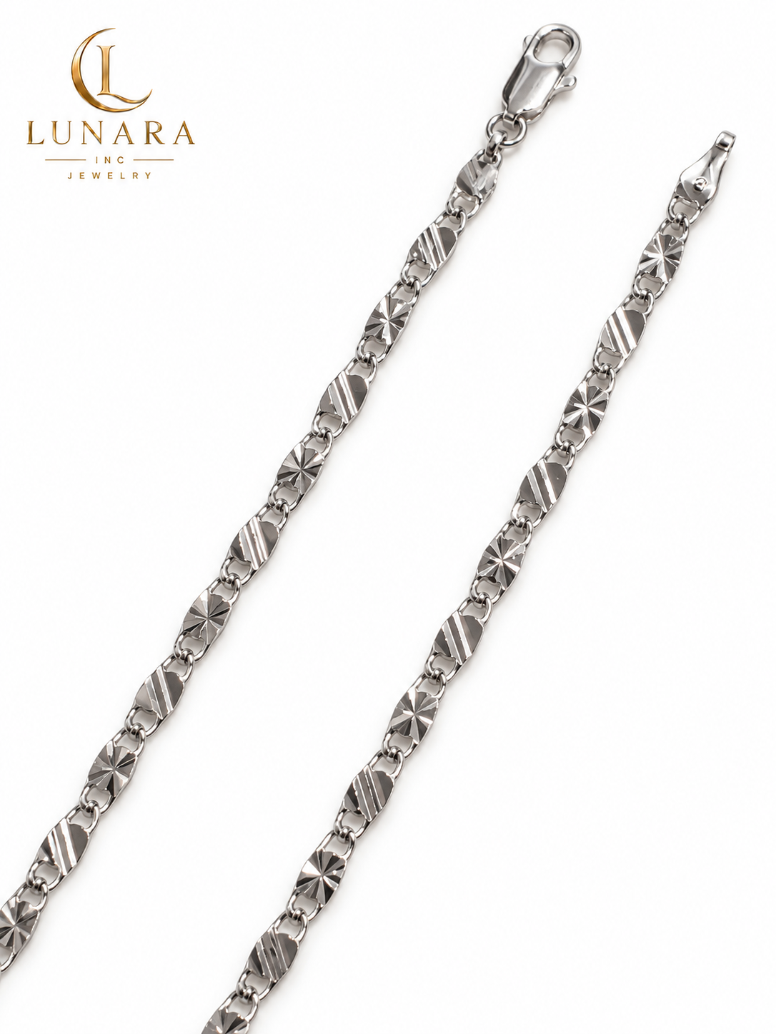 Silver-Tone Engraved Link Chain – 23”