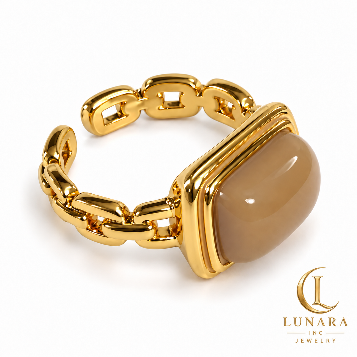 Cappuccino Stone Open Chain-Link Ring