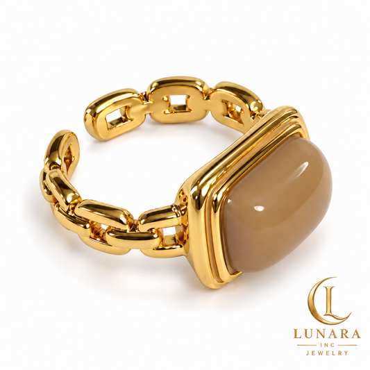 Cappuccino Stone Open Chain-Link Ring