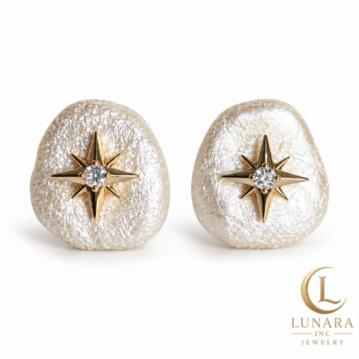 Pearlescent Starburst Stud Earrings