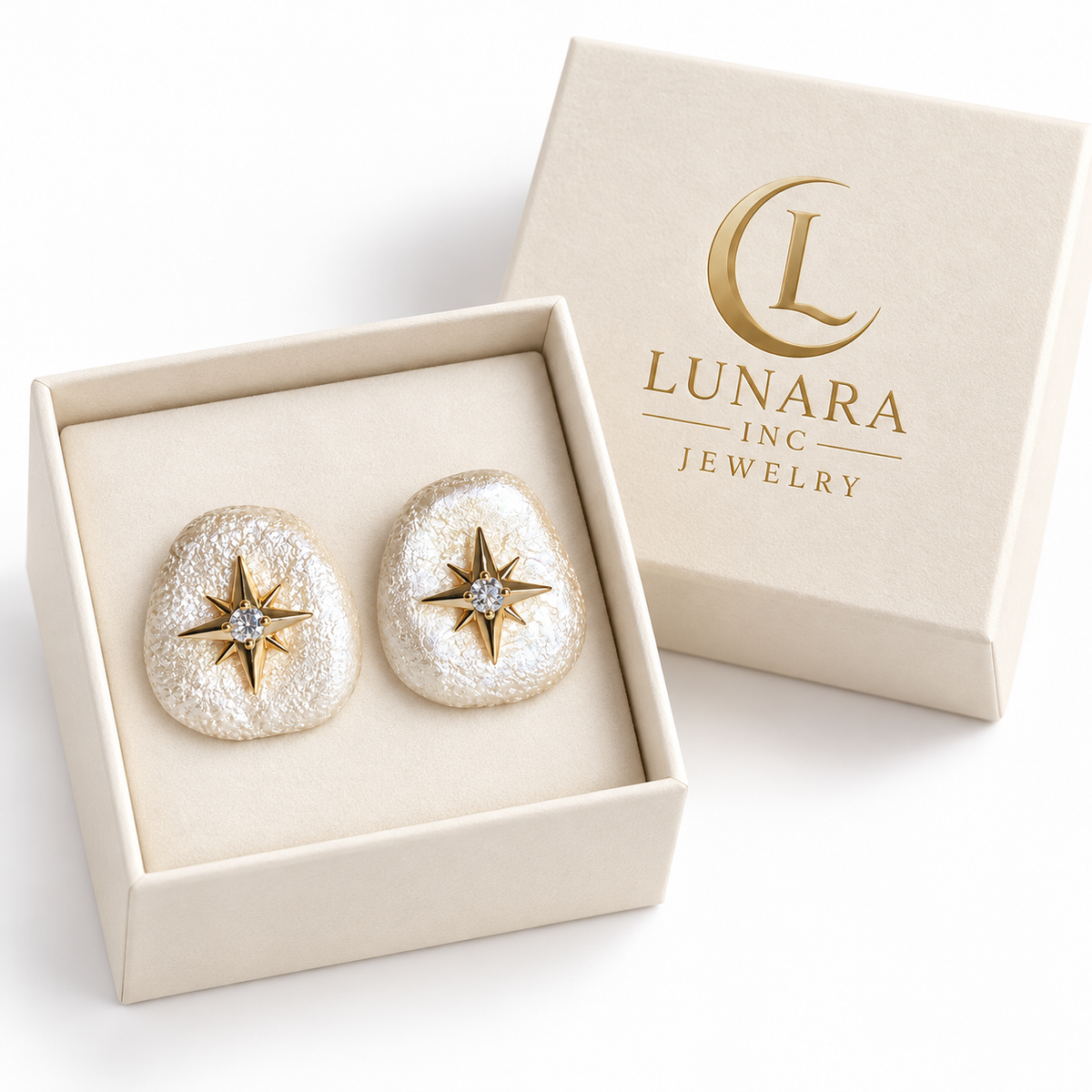 Pearlescent Starburst Stud Earrings
