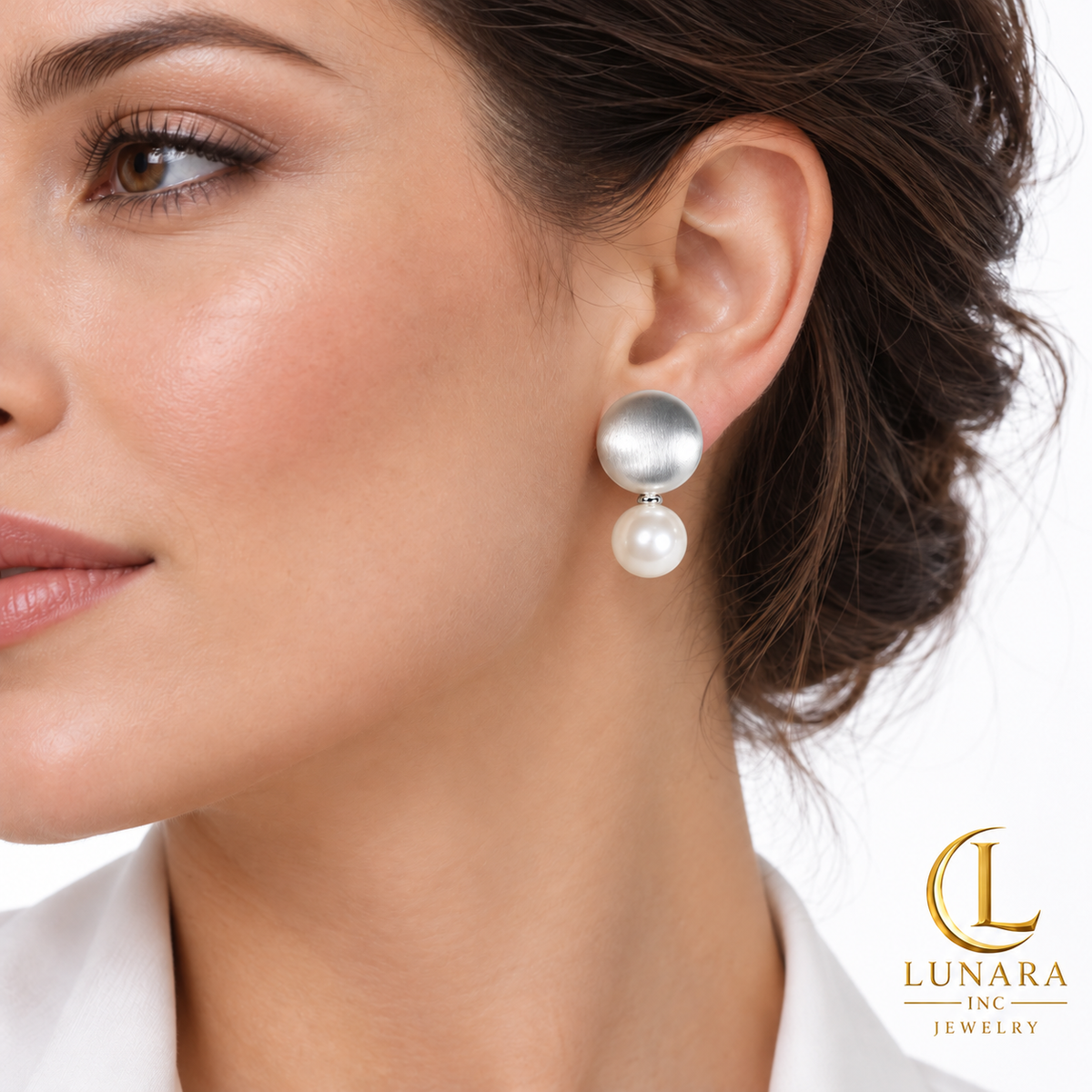 Satin Silver & Pearl Drop Earrings