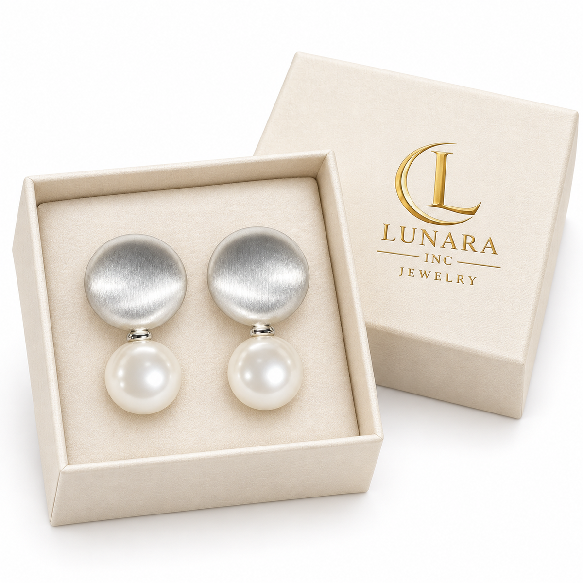 Satin Silver & Pearl Drop Earrings