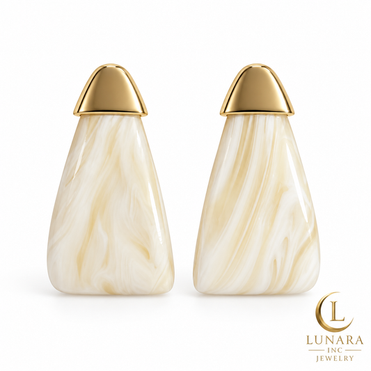 Ivory Swirl Lightweight Hoop Earrings