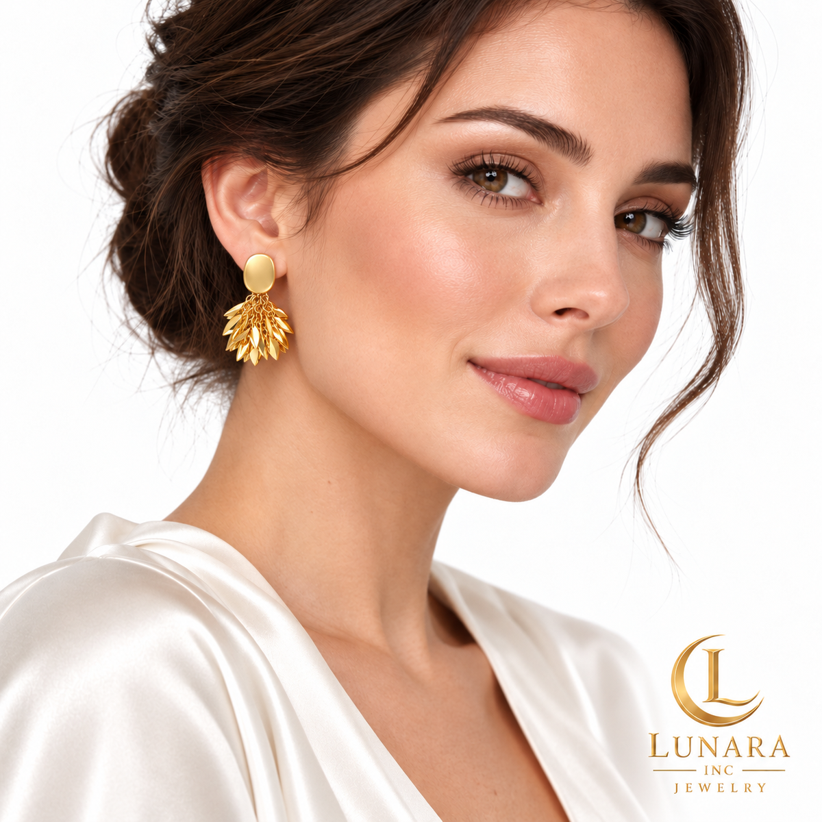 Cascading Leaf Cluster Earrings – Gold & Silver