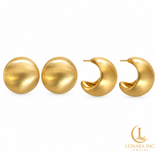 Satin Gold Dome Earrings
