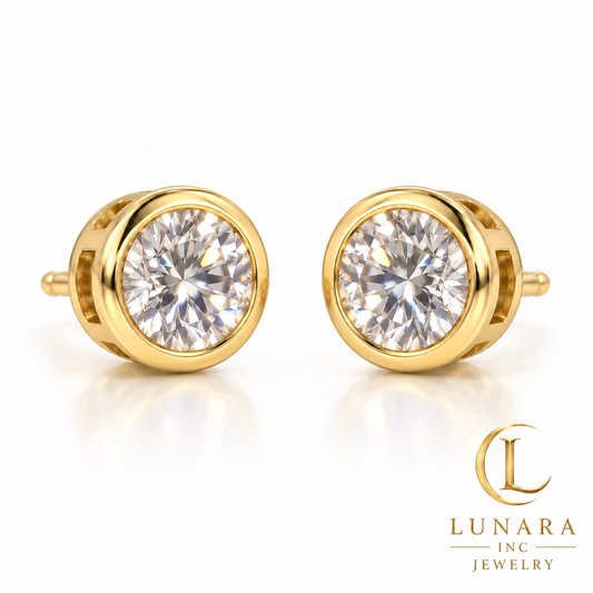 Classic Gold-Tone Bezel Stud Earrings