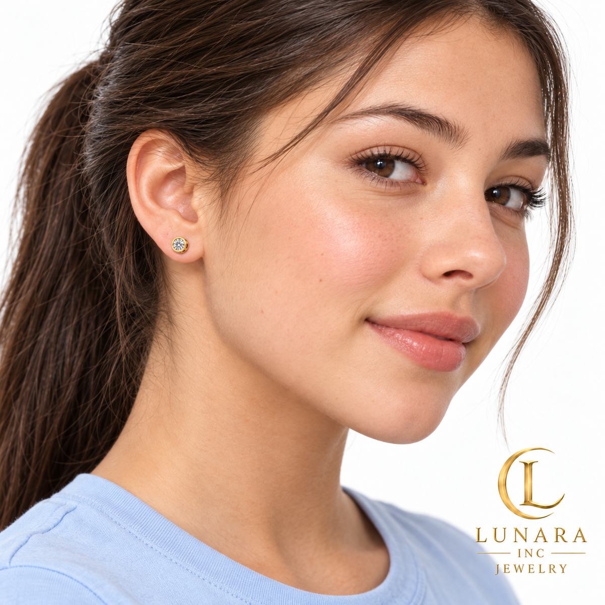 Classic Gold-Tone Bezel Stud Earrings