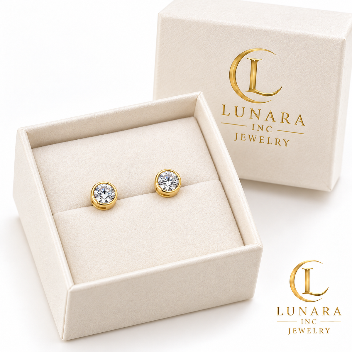 Classic Gold-Tone Bezel Stud Earrings
