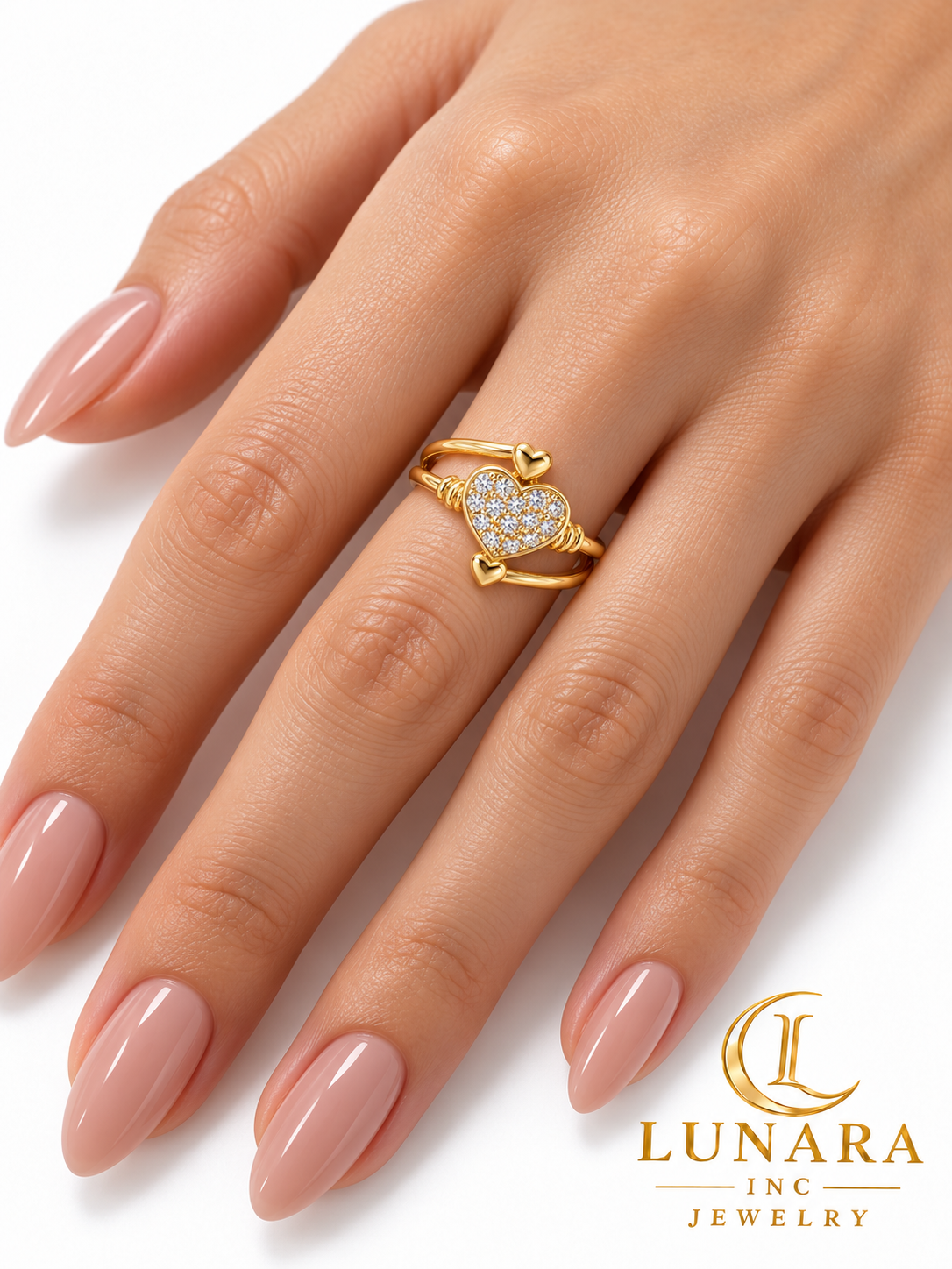 Triple Heart Sparkle Ring