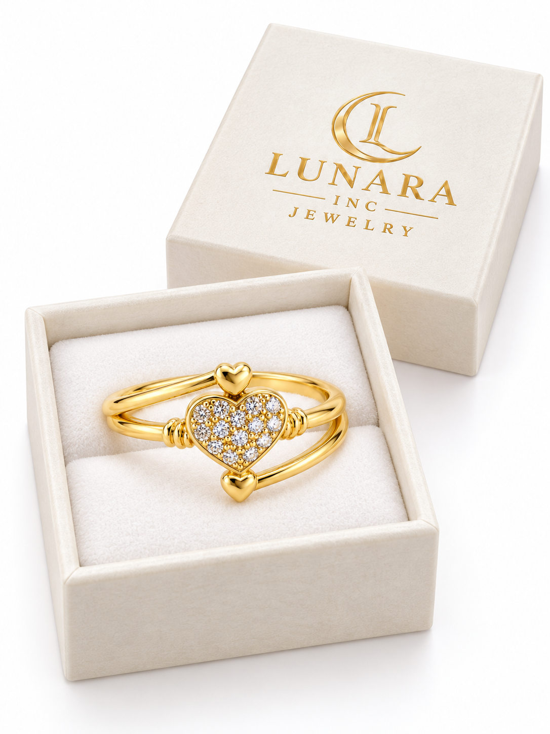 Triple Heart Sparkle Ring