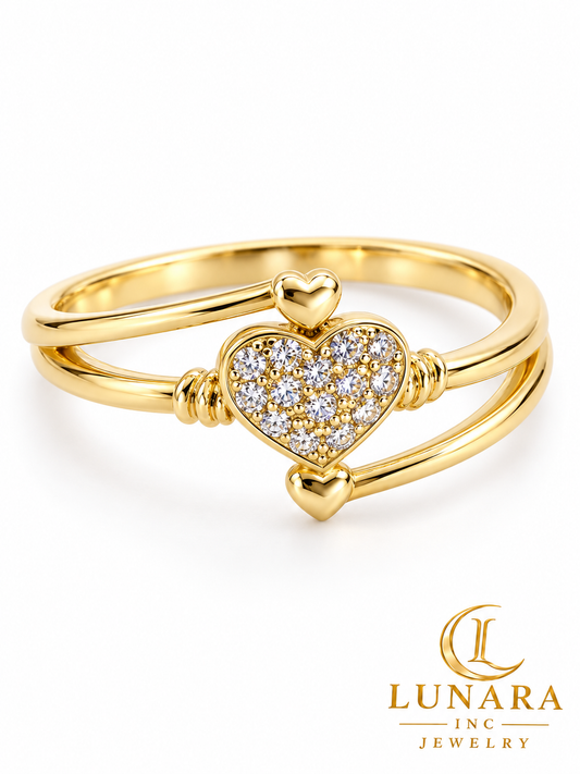 Triple Heart Sparkle Ring