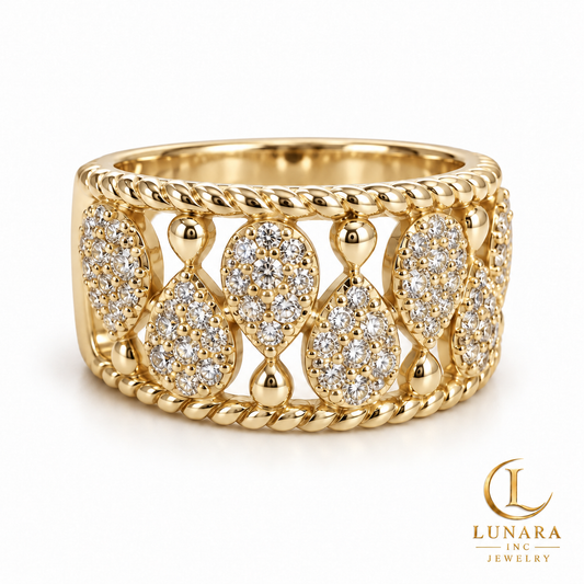 Golden Radiance Pavé Wide Band Ring