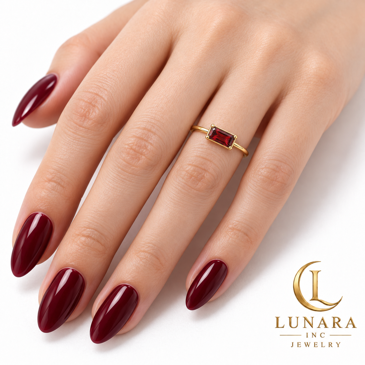 Midnight Wine Rectangular Crystal Ring