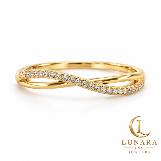 Golden Harmony Sparkling Crossover Ring