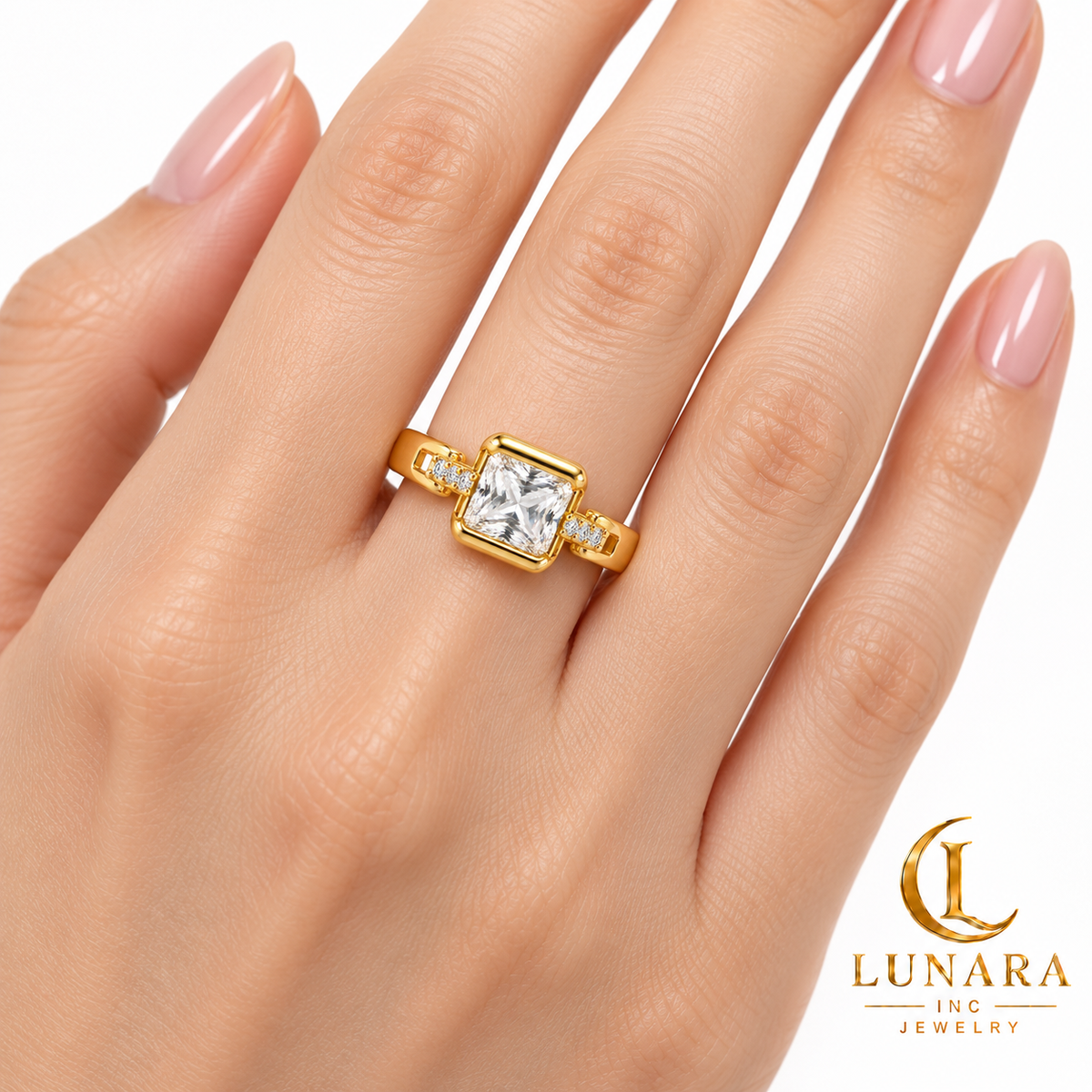 Lunara Square Radiance Zirconia Ring