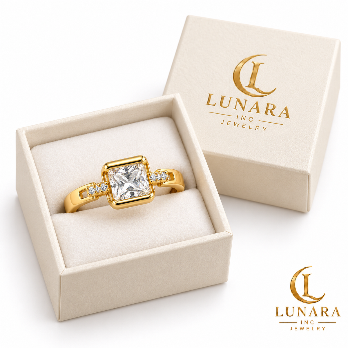 Lunara Square Radiance Zirconia Ring