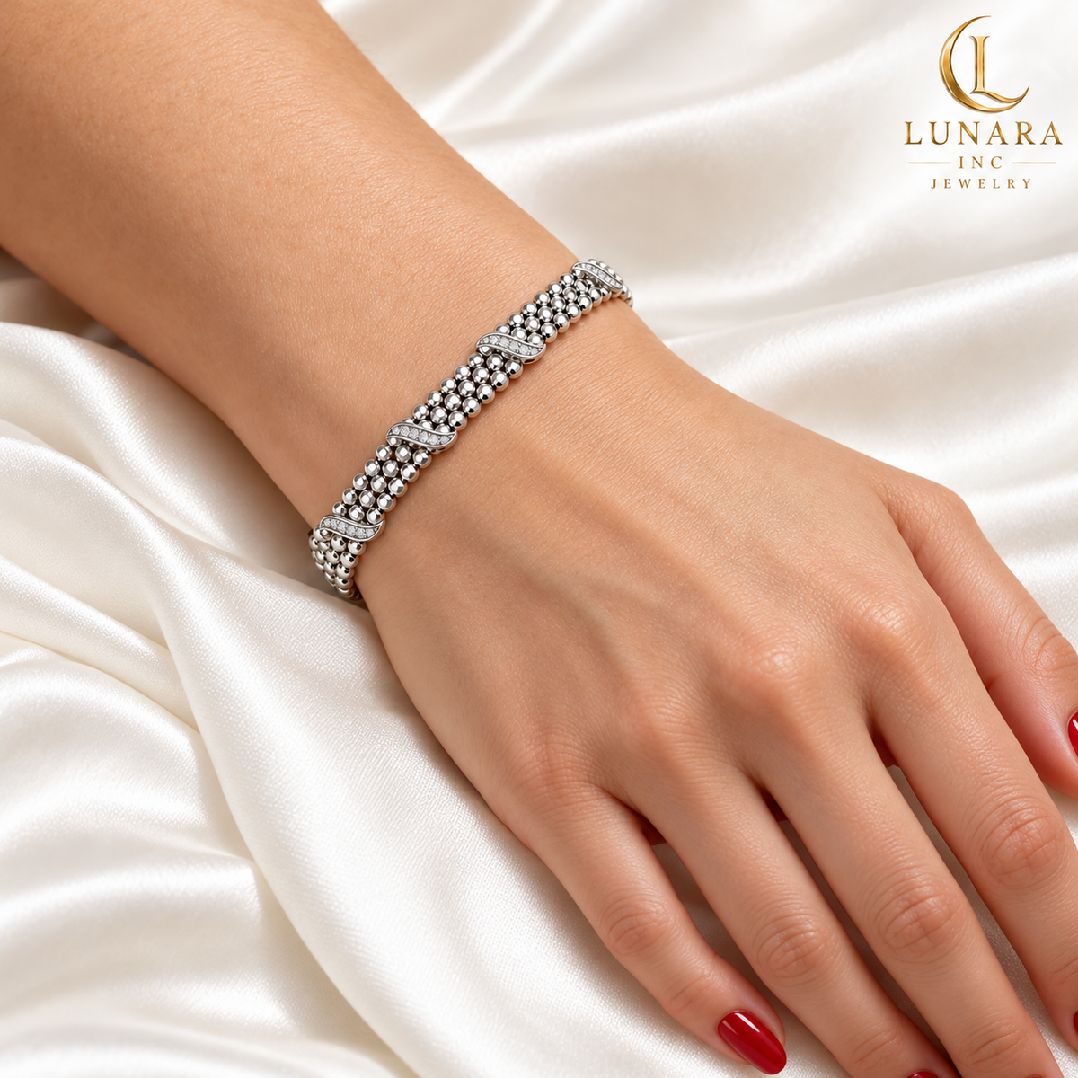 Silver-Tone Shimmering Waves Bracelet