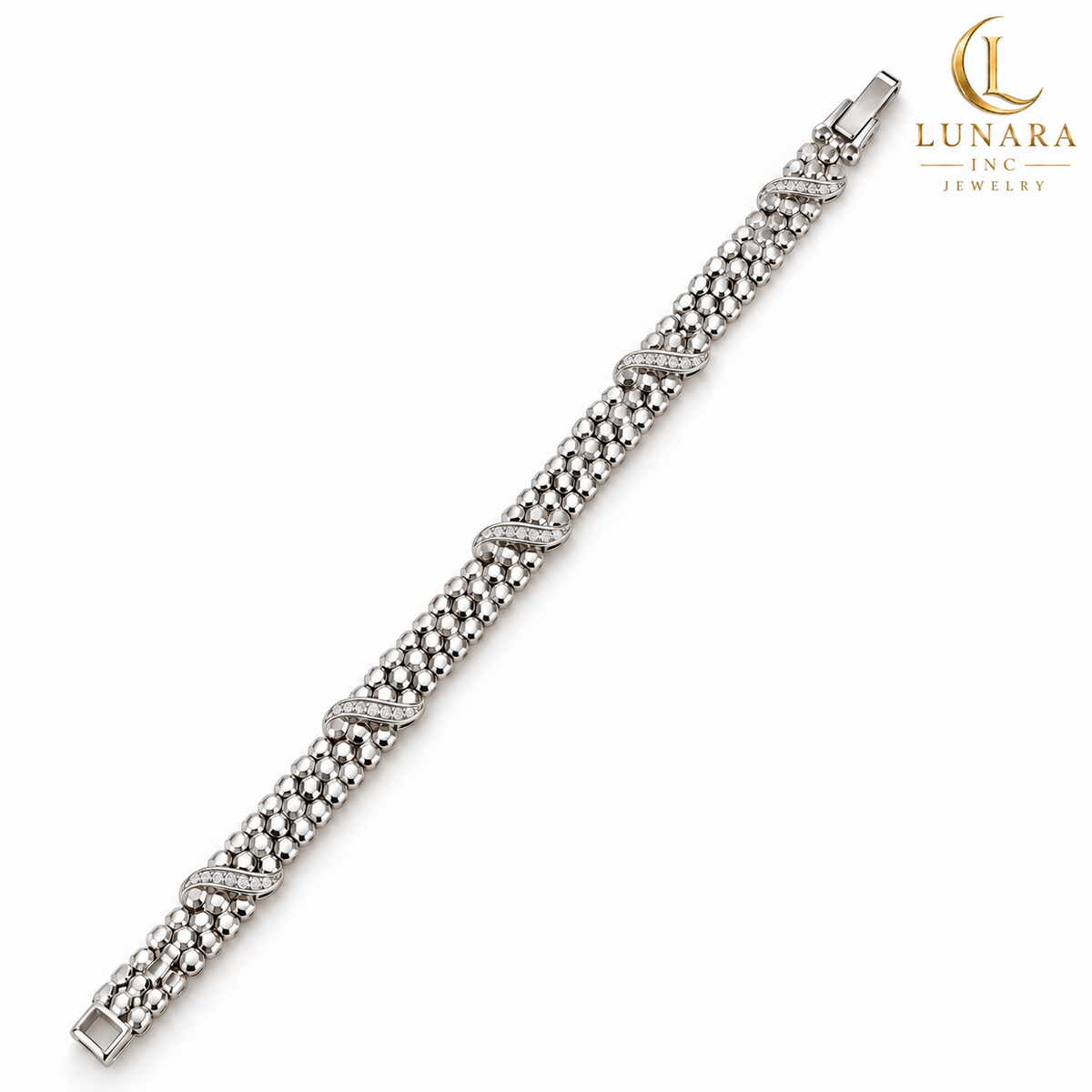 Silver-Tone Shimmering Waves Bracelet