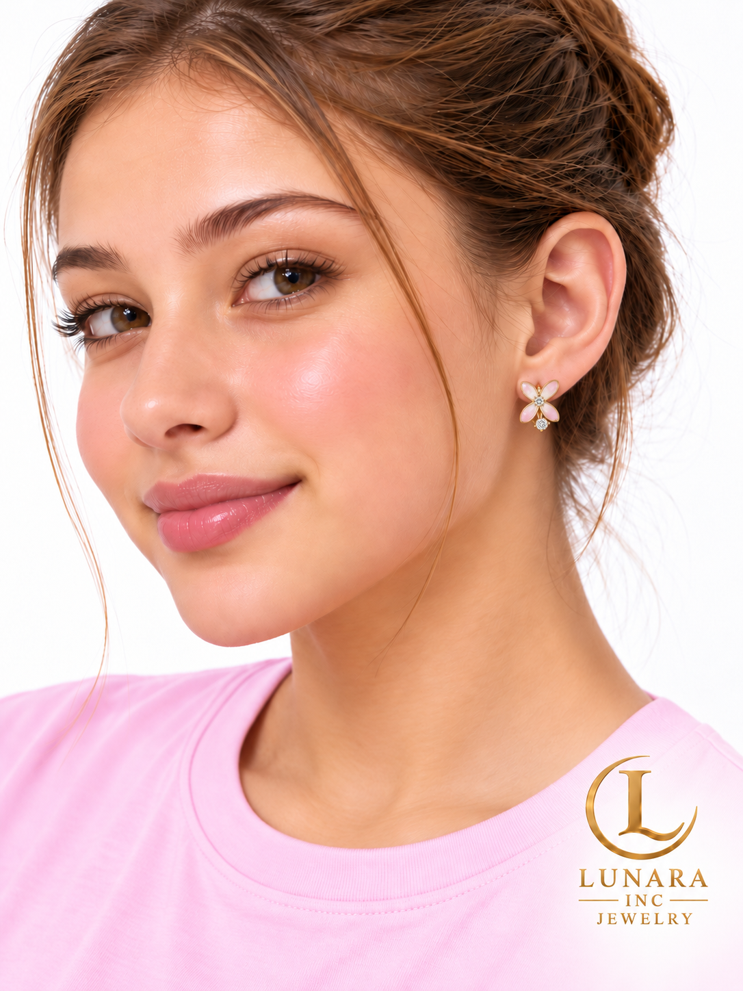 Pink Blossom Huggie Earrings — Two Floral Styles