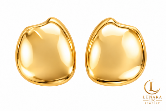 Golden Pebble Chunky Stud Earrings