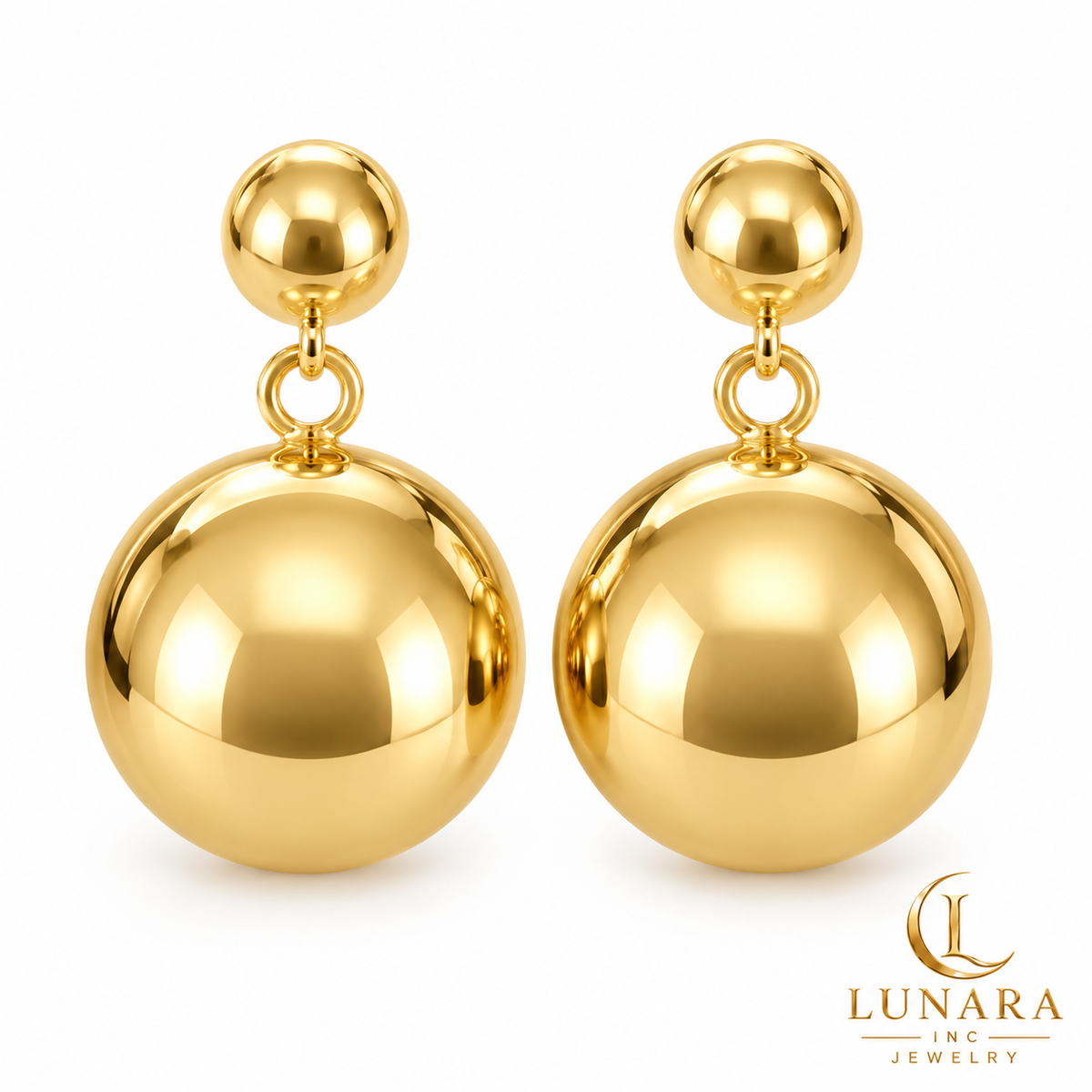Golden Duo Ball Drop Earrings
