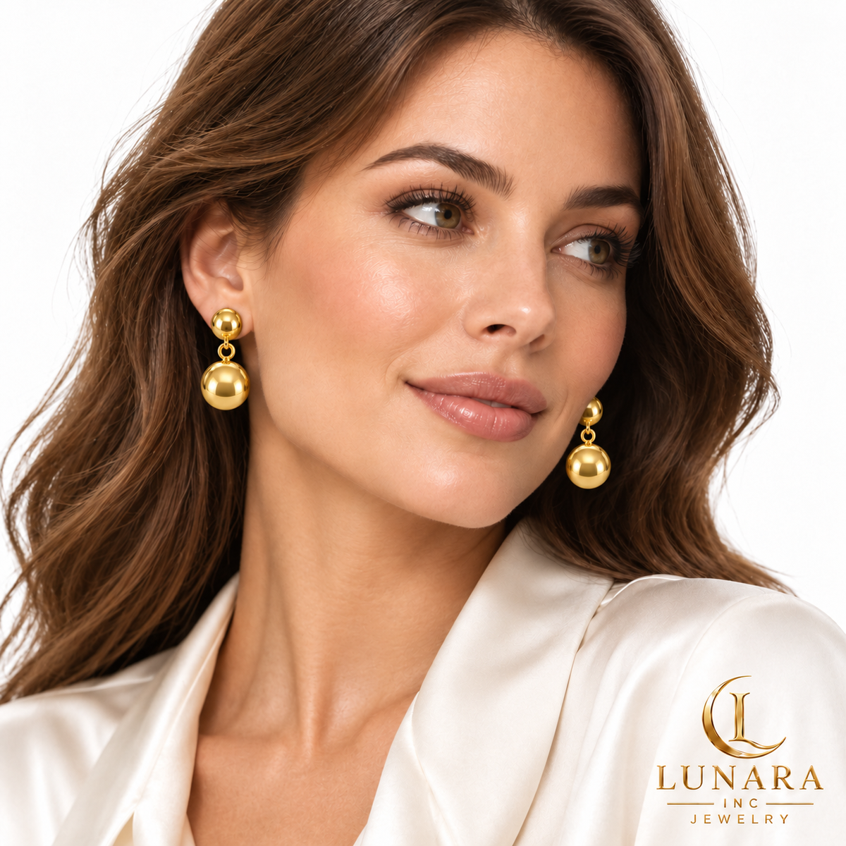 Golden Duo Ball Drop Earrings
