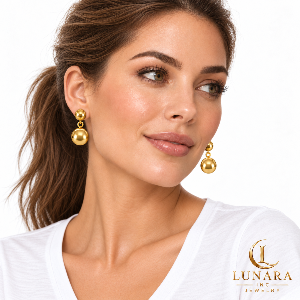 Golden Duo Ball Drop Earrings