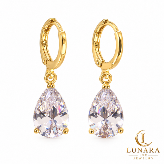 Crystal Teardrop Huggie Earrings